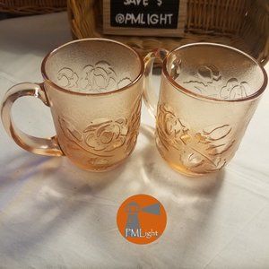 Rose Glass Mugs Set of 2 Clear Arcoroc